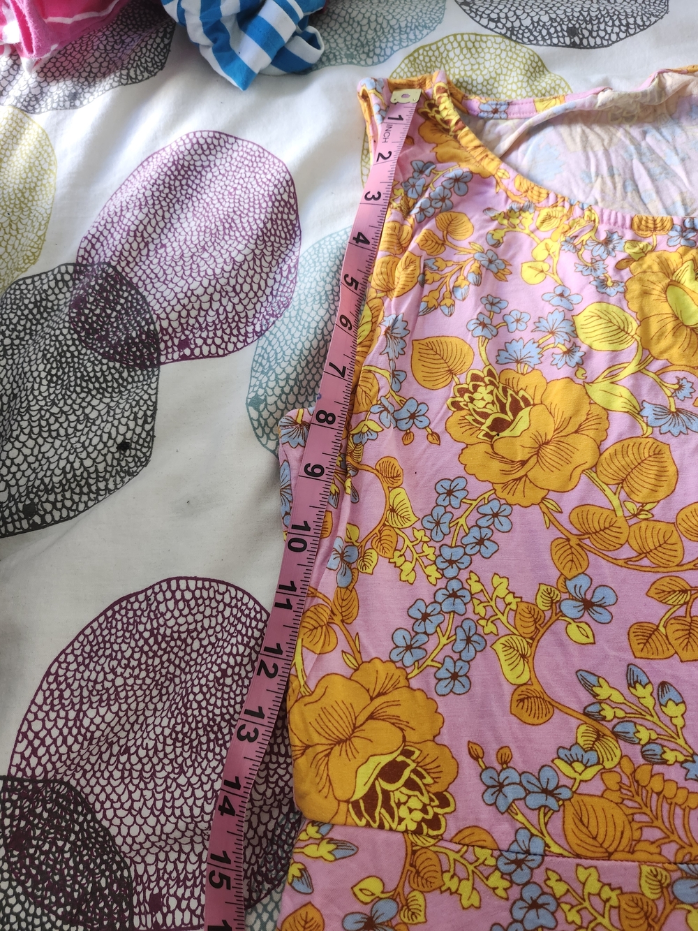 Pink Floral Tank Top with Yellow Flowers